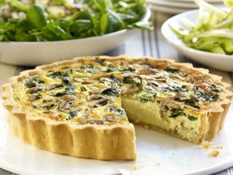 Receta para niños: quiche de espinacas y champiñones