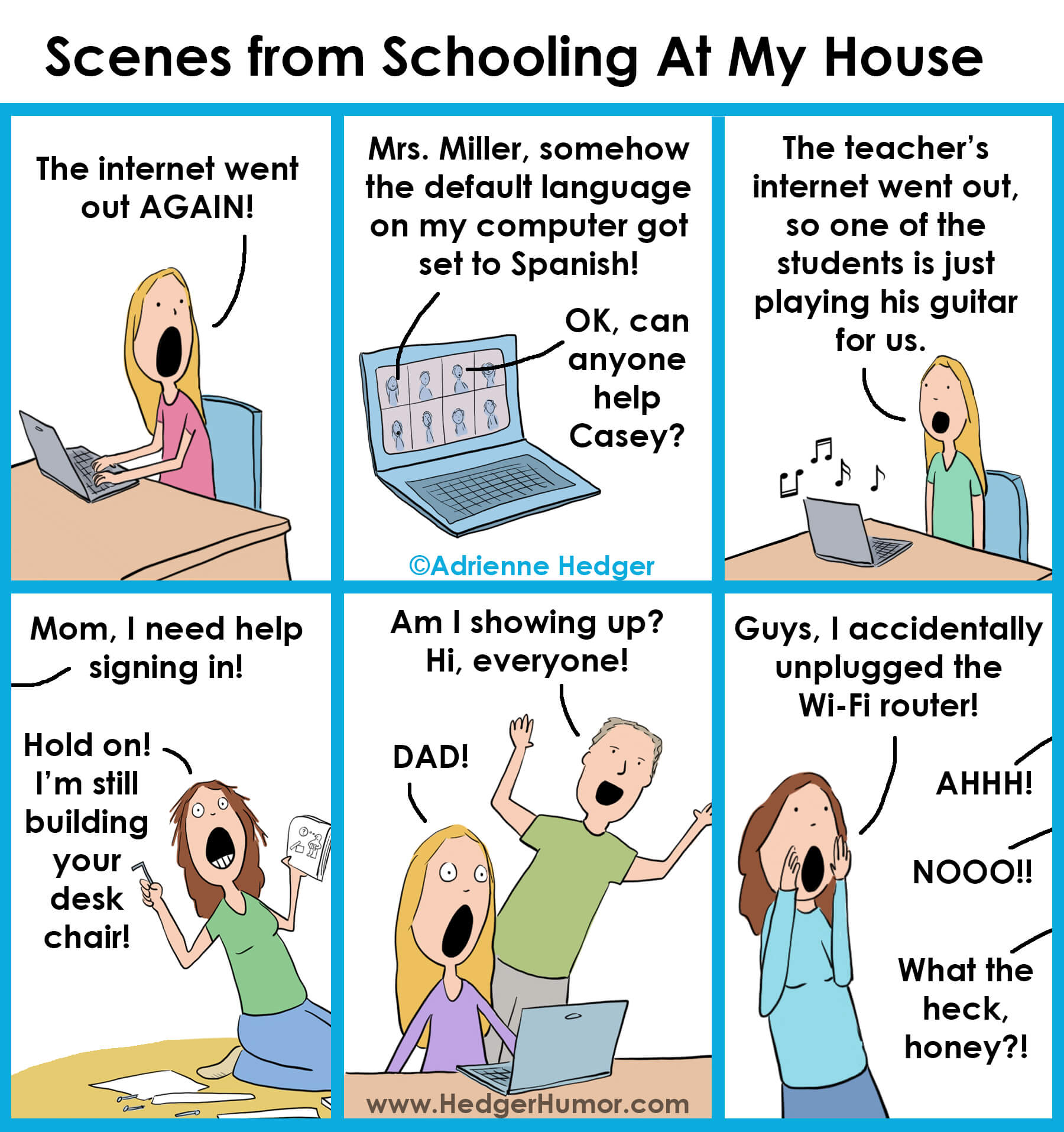 Estas divertidísimas caricaturas muestran la realidad de la educación a distancia en casa