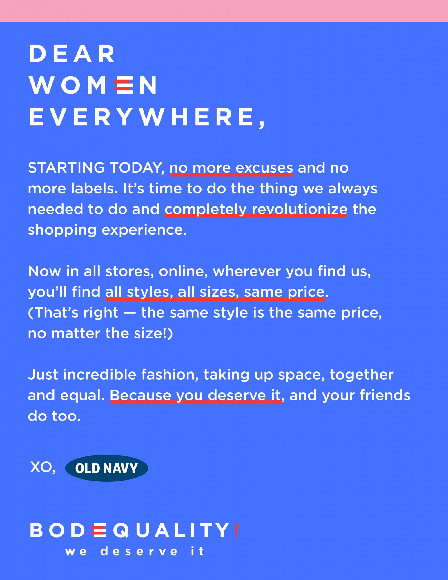 Old Navy lanza BODEQUALITY haciendo que la sección de tallas grandes sea cosa del pasado