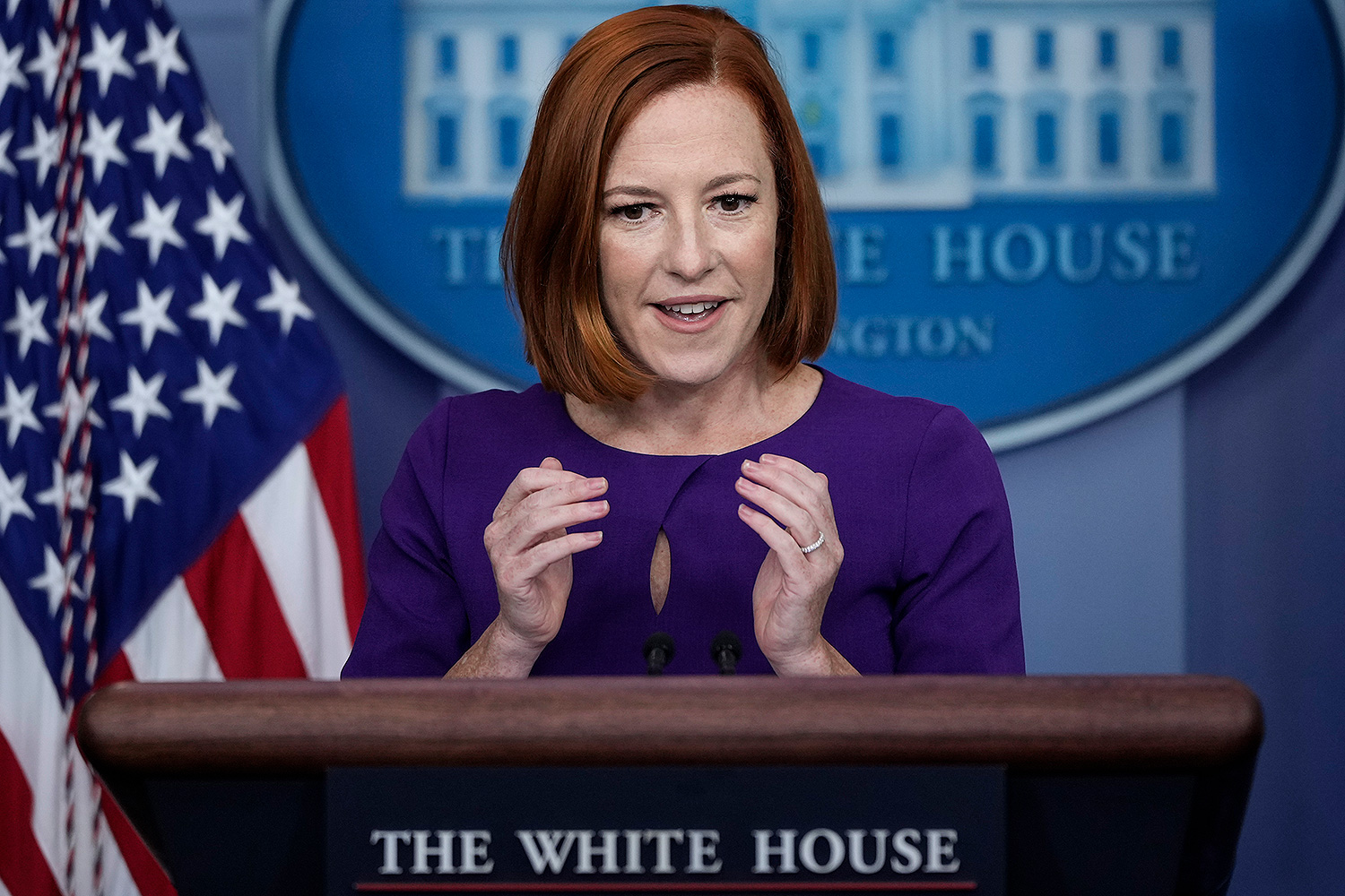 La secretaria de prensa Jen Psaki responde a la pregunta de un periodista de Fox News sobre la "pandemia de los no vacunados