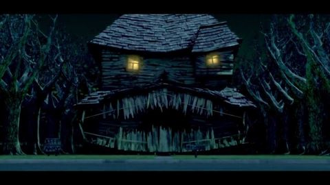 A house's windows become eyes and porch become jagged teeth in a scene from 'Monster House,' a Good Housekeeping pick for best scary movies for kids a house's windows become eyes and porch become jagged teeth in a scene from monster house a good housekeeping pick for best scary movies for kids