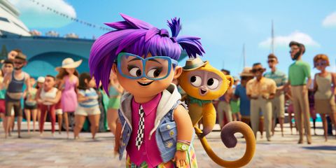 vivo hitches a ride on gabi's back in a scene from vivo the movie is a good housekeeping pick for best kids movies on netflix