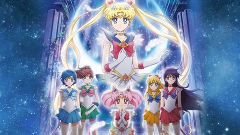 Sailor Moon looms large over the other planetary guardians in a celestial image for Sailor Moon Eternal. The movie is a Good Housekeeping pick for best kids movies on Netflix sailor moon looms large over the other planetary guardians in a celestial image for sailor moon eternal the movie is a good housekeeping pick for best kids movies on netflix