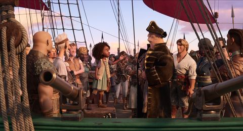 zaris angel hator as maisie brumble, jared harris as captain crow, karl urban as jacob holland and marianne jean baptiste as sarah sharpe in a scene from The Sea Beast. The movie is a Good Housekeeping pick for best kids movies on Netflix cr netflix © 2022 zaris angel hator as maisie brumble, jared harris as captain crow, karl urban as jacob holland and marianne jean baptiste as sarah sharpe in a scene from the sea beast the movie is a good housekeeping pick for best kids movies on netflix cr netflix 2022