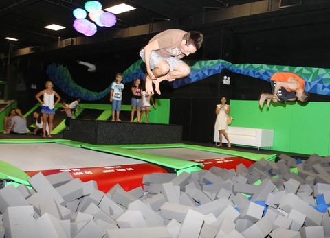 Visitors playing at Ryze the trampoline park in Quarry Bay. visitors playing at ryze the trampoline park in quarry bay