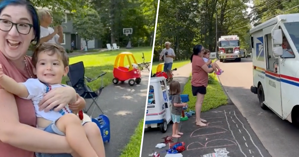 El cartero local sorprende a un niño pequeño con un desfile de camiones por su segundo cumpleaños: vea el tierno vídeo