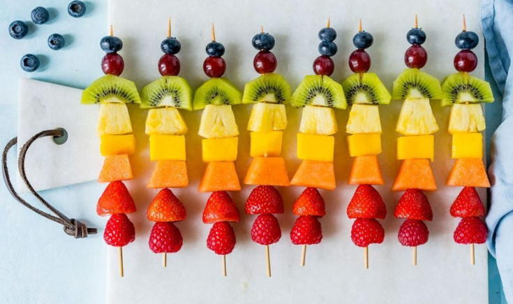 Fruity rainbow kebabs