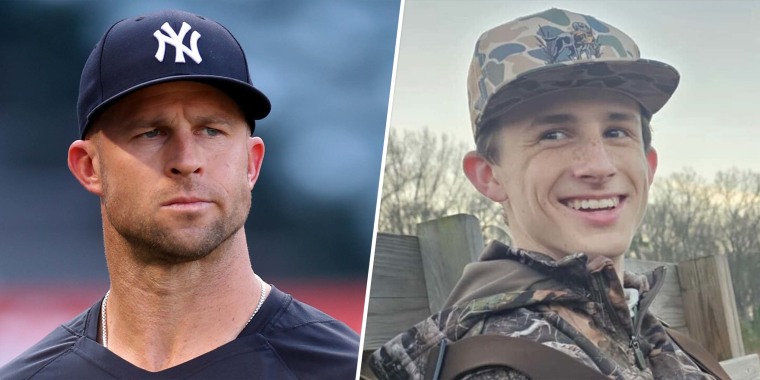 Brett Gardner y su hijo de 14 años, Miller Gardner. Getty Images / @Yankees